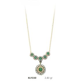 Harem Altın KLY330 14 Ayar Altın Yeşil Taşlı Kolye