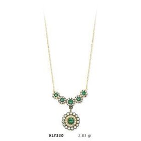 Harem Altın KLY330 14 Ayar Altın Yeşil Taşlı Kolye