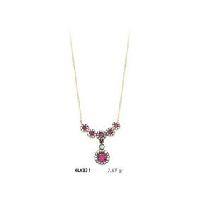 Harem Altın KLY331 14 Ayar Altın Pembe Taşlı Kolye