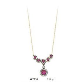 Harem Altın KLY331 14 Ayar Altın Pembe Taşlı Kolye