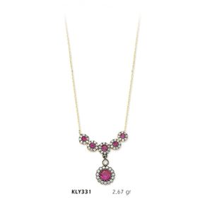 Harem Altın KLY331 14 Ayar Altın Pembe Taşlı Kolye