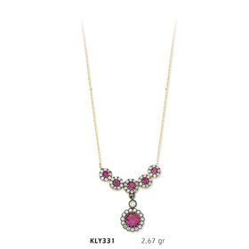 Harem Altın KLY331 14 Ayar Altın Pembe Taşlı Kolye