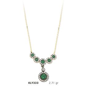 Harem Altın KLY333 14 Ayar Altın Yeşil Taşlı Kolye