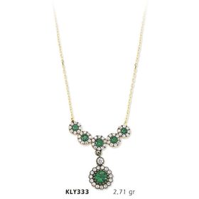 Harem Altın KLY333 14 Ayar Altın Yeşil Taşlı Kolye