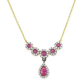 Harem Altın KLY334 14 Ayar Altın Pembe Taşlı Kolye