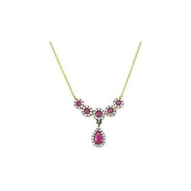 Harem Altın KLY334 14 Ayar Altın Pembe Taşlı Kolye