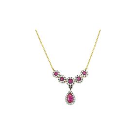 Harem Altın KLY334 14 Ayar Altın Pembe Taşlı Kolye