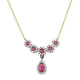 Harem Altın KLY334 14 Ayar Altın Pembe Taşlı Kolye