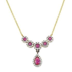 Harem Altın KLY334 14 Ayar Altın Pembe Taşlı Kolye