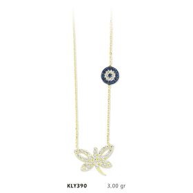 Harem Altın KLY390 14 Ayar Altın Nazar Boncuğu Yusufçuk Kolye