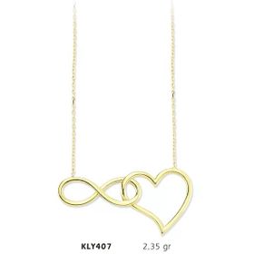 Harem Altın KLY407 14 Ayar Kalp Sonsuzluk Altın Kolye