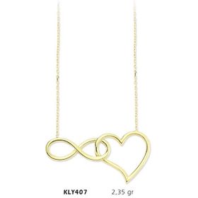 Harem Altın KLY407 14 Ayar Kalp Sonsuzluk Altın Kolye