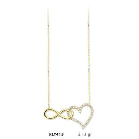 Harem Altın KLY415 14 Ayar Kalp Sonsuzluk Altın Kolye