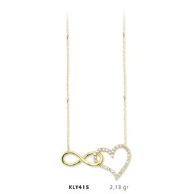 Harem Altın KLY415 14 Ayar Kalp Sonsuzluk Altın Kolye
