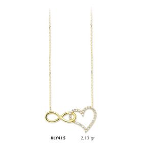 Harem Altın KLY415 14 Ayar Kalp Sonsuzluk Altın Kolye