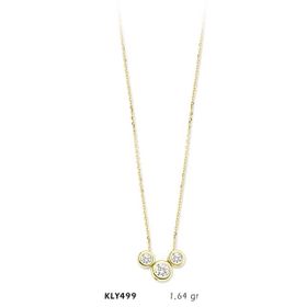 Harem Altın KLY499 14 Ayar Altın Üç Tektaş Kolye