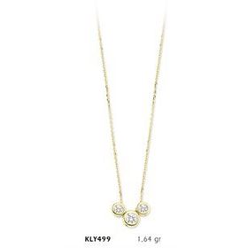 Harem Altın KLY499 14 Ayar Altın Üç Tektaş Kolye