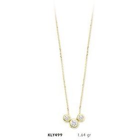 Harem Altın KLY499 14 Ayar Altın Üç Tektaş Kolye