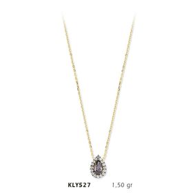 Harem Altın KLY527 14 Ayar Altın Mor Damlataş Kolye