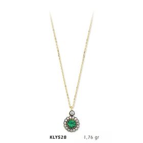 Harem Altın KLY528 14 Ayar Altın Yeşil Taşlı Kolye