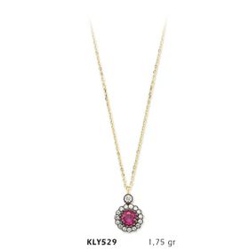 Harem Altın KLY529 14 Ayar Altın Pembe Taşlı Kolye