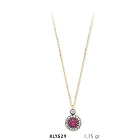 Harem Altın KLY529 14 Ayar Altın Pembe Taşlı Kolye