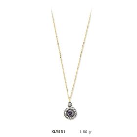 Harem Altın KLY531 14 Ayar Altın Mor Taşlı Kolye