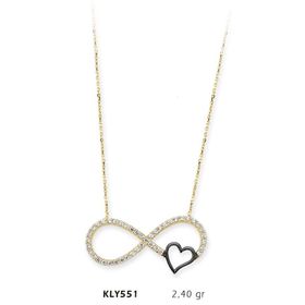 Harem Altın KLY551 14 Ayar Altın Kalp Sonsuzluk Kolye