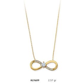 Harem Altın KLY609 14 Ayar Altın Tektaş Sonsuzluk Kolye