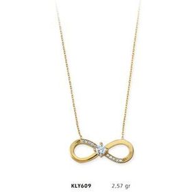 Harem Altın KLY609 14 Ayar Altın Tektaş Sonsuzluk Kolye