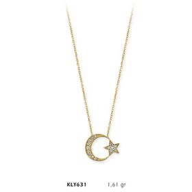 Harem Altın KLY631 14 Ayar Ay Yıldız Altın Kolye