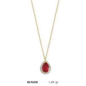 Harem Altın KLY650 14 Ayar Altın Kırmızı Damla Taş Kolye