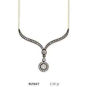 Harem Altın KLY667 14 Ayar Beyaz Taşlı Otantik Altın Kolye