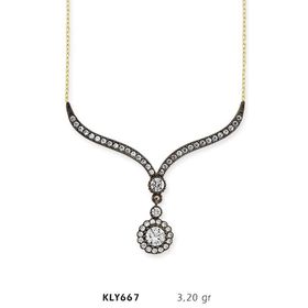 Harem Altın KLY667 14 Ayar Beyaz Taşlı Otantik Altın Kolye