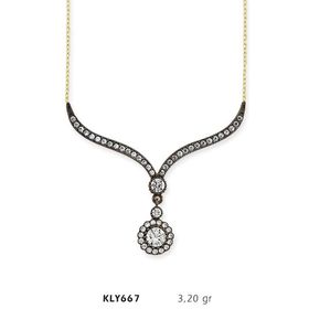 Harem Altın KLY667 14 Ayar Beyaz Taşlı Otantik Altın Kolye