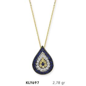 Harem Altın KLY697 14 Ayar Altın Damla Nazar Boncuğu Kolye