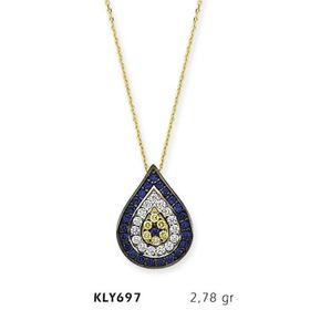 Harem Altın KLY697 14 Ayar Altın Damla Nazar Boncuğu Kolye