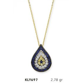 Harem Altın KLY697 14 Ayar Altın Damla Nazar Boncuğu Kolye