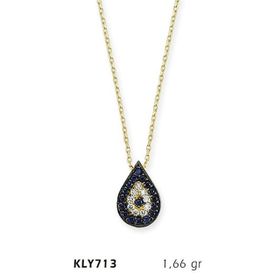 Harem Altın KLY713 14 Ayar Damla Nazar Boncuğu Altın Kolye
