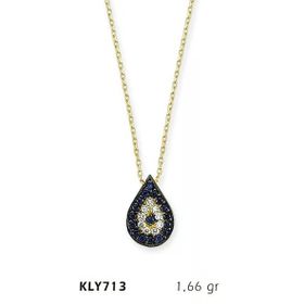 Harem Altın KLY713 14 Ayar Damla Nazar Boncuğu Altın Kolye