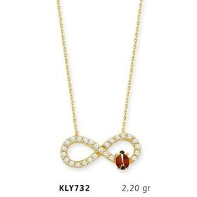 Harem Altın KLY732 14 Ayar Altın Uğur Böceği Sonsuzluk Kolye
