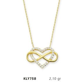 Harem Altın KLY758 14 Ayar Altın Kalp Sonsuzluk Kolye