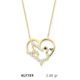 Harem Altın KLY759 14 Ayar Kalp Kuşusi Altın Kolye