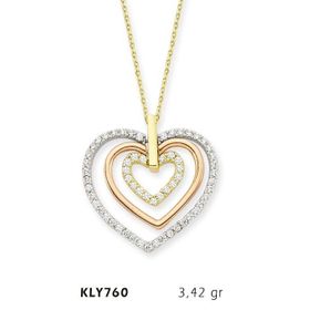 Harem Altın KLY760 14 Ayar Altın Üç Kalp Kolye