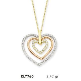 Harem Altın KLY760 14 Ayar Altın Üç Kalp Kolye