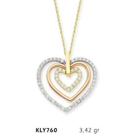 Harem Altın KLY760 14 Ayar Altın Üç Kalp Kolye