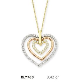 Harem Altın KLY760 14 Ayar Altın Üç Kalp Kolye