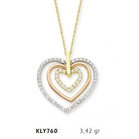 Harem Altın KLY760 14 Ayar Altın Üç Kalp Kolye