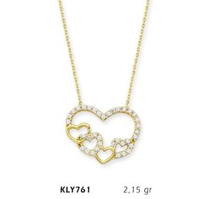 Harem Altın KLY761 14 Ayar Atın Mini Kalpler Kolyesi