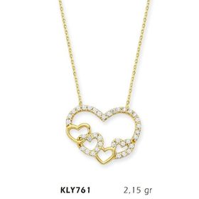 Harem Altın KLY761 14 Ayar Atın Mini Kalpler Kolyesi
